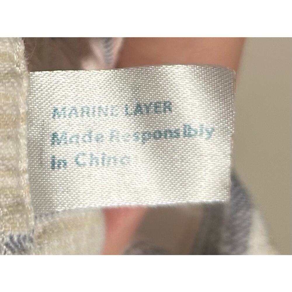 Marine Layer Stretch Selvedge Short Sleeve Button-Up Shirt Striped Men XL Casual - Picture 4 of 6